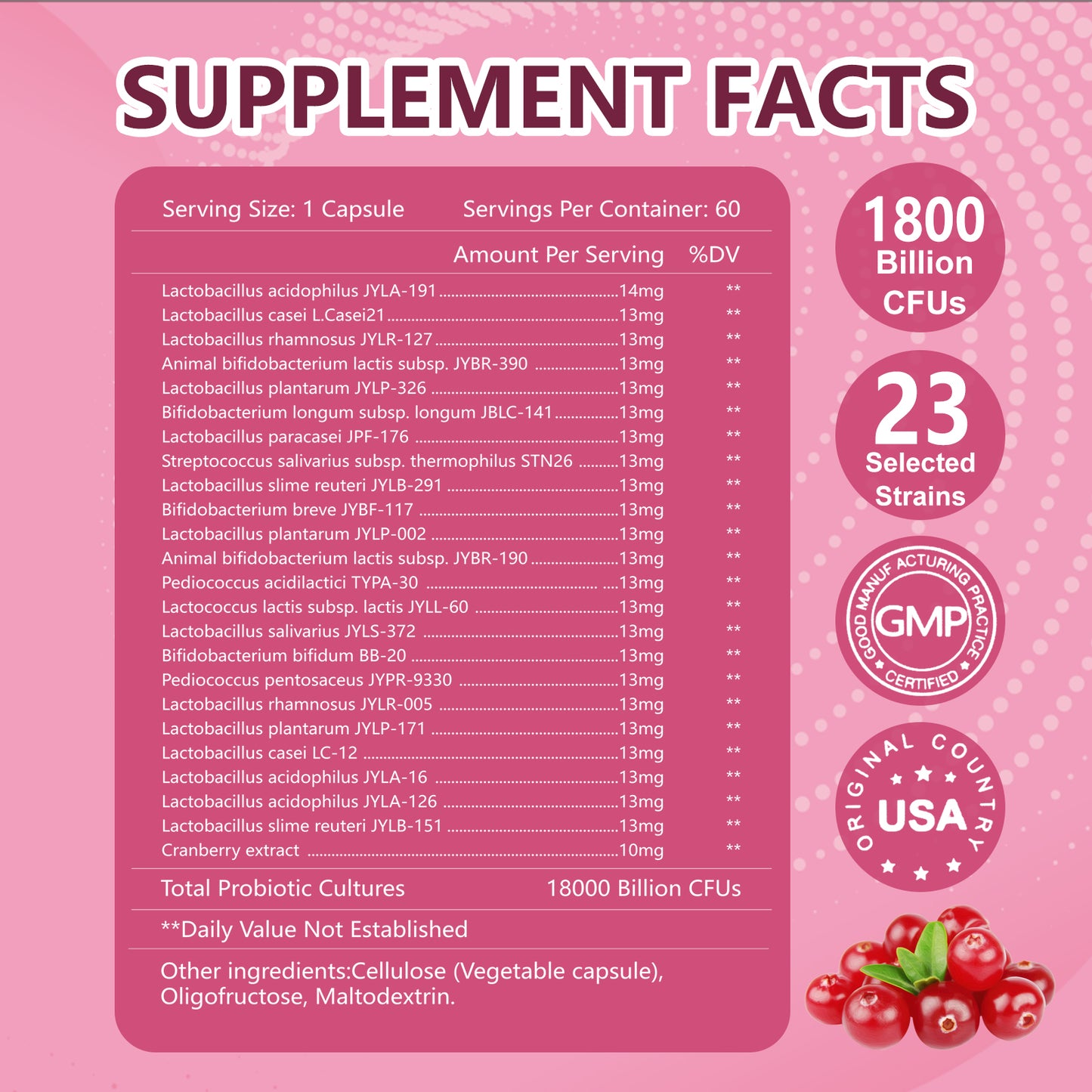Florixus 1800 Billion Women's Probiotics Vegan Capsules