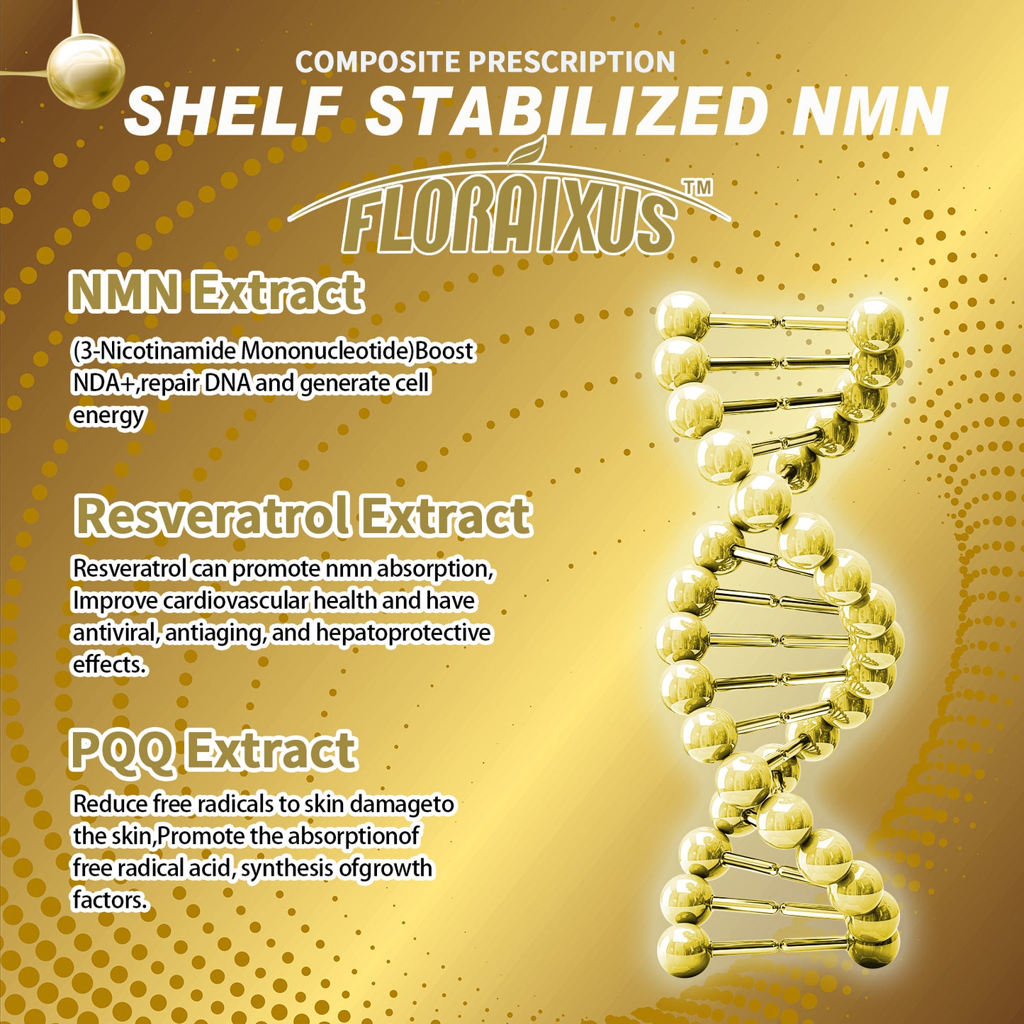Floraixus NMN 18000 – Premium Nicotinamide Mononucleotide Supplement with Resveratrol | 99% High Purity | Stabilized Formula to Enhance NAD+ Levels | Supports DNA Repair & Healthy Aging | 60 Capsules