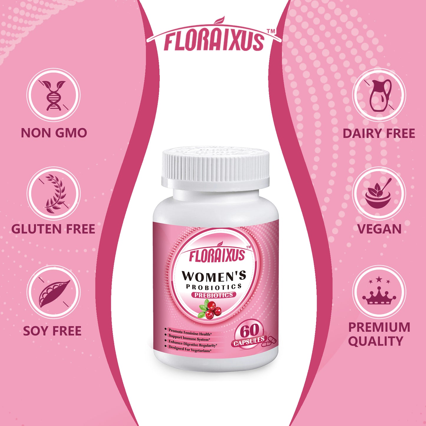 Florixus 1800 Billion Women's Probiotics Vegan Capsules