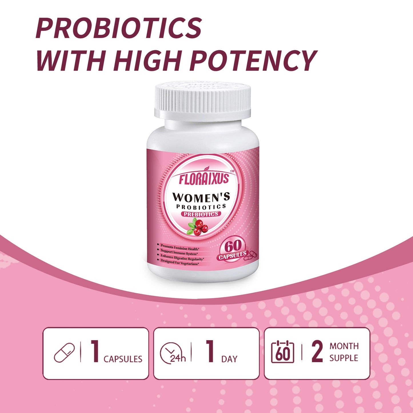 Florixus 1800 Billion Women's Probiotics Vegan Capsules