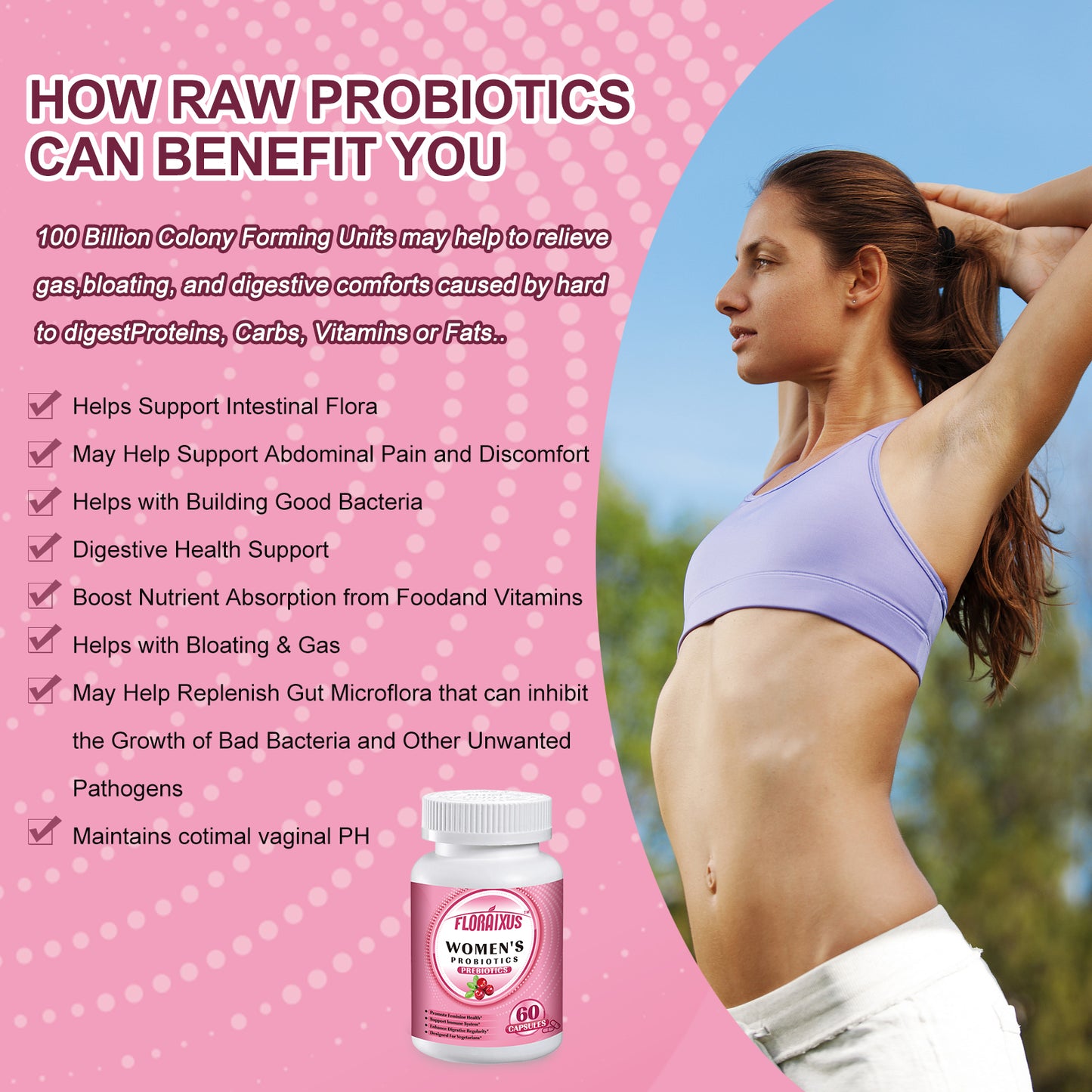 Florixus 1800 Billion Women's Probiotics Vegan Capsules