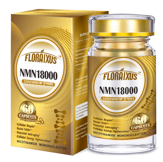 Floraixus NMN 18000 – Premium Nicotinamide Mononucleotide Supplement with Resveratrol | 99% High Purity | Stabilized Formula to Enhance NAD+ Levels | Supports DNA Repair & Healthy Aging | 60 Capsules
